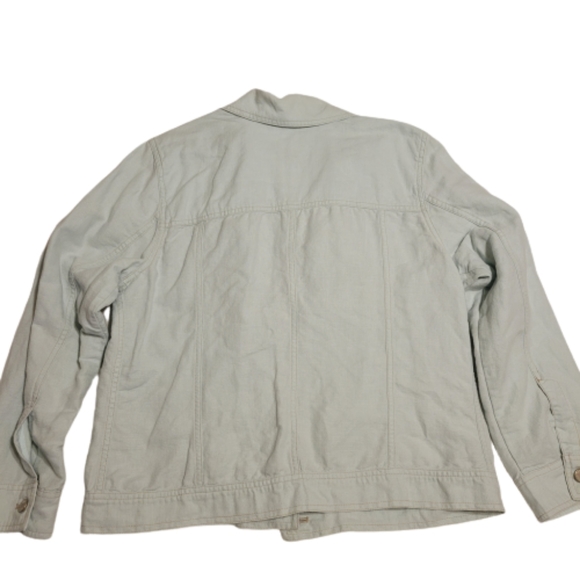 J. Jill women's mint green long-sleeved linen and cotton jacket size medium - Picture 3 of 14